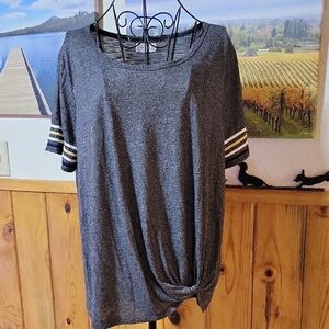Maurices Charcoal Top with Striped Sleeves